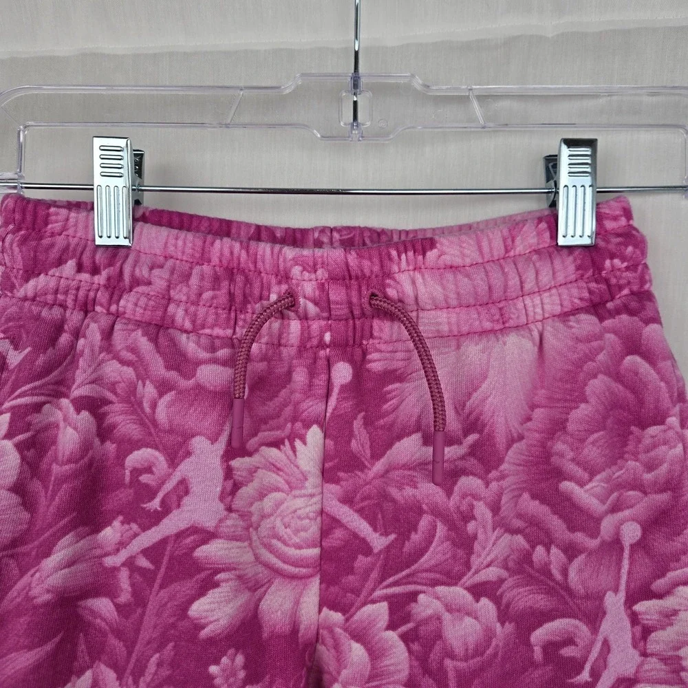 Jordan Girls Brooklyn Pink Floral Fleece Joggers Size M 10-12 Sweatpants Pockets